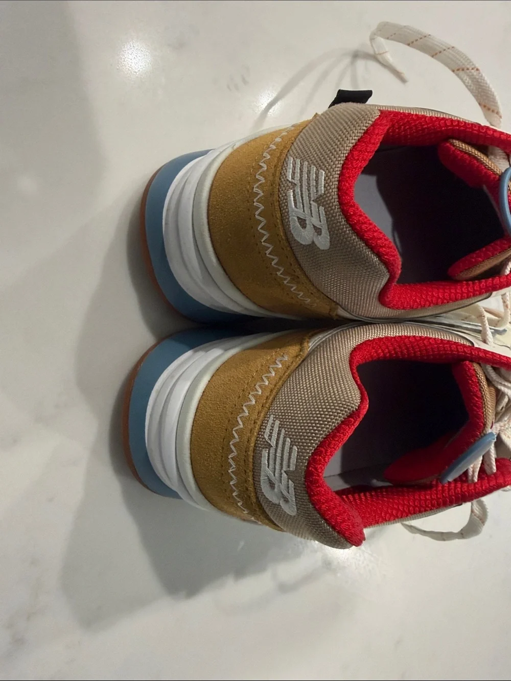 New Balance Men's Beige, Brown & Red Lace-Up Sneakers